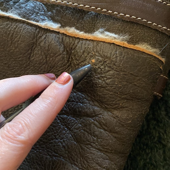 Born cognac leather/shearling lined boots, over the knee/ folds to knee - Picture 15 of 15